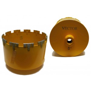 Vector Dry Core Bit Yellow 5"  (Turbo Segment Dry Core Bit)