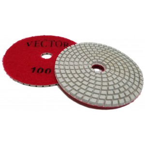 Vector Wet Polishing Pads 4" 100 Grit with White Resin