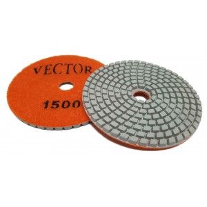 Vector Wet Polishing Pads 4" 1500 Grit with White Resin